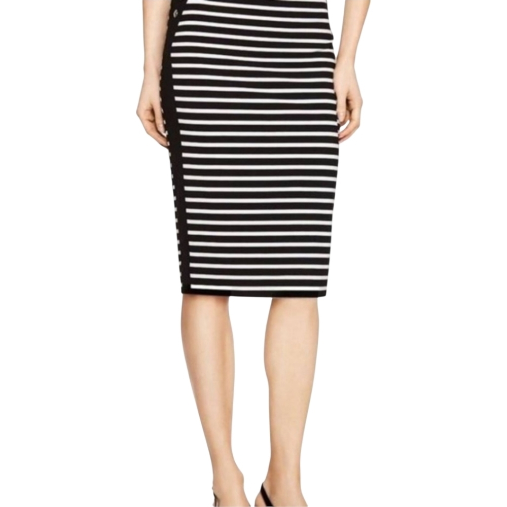 WHBM Black & White Striped Nautical Pencil Skirt‎ Size 2